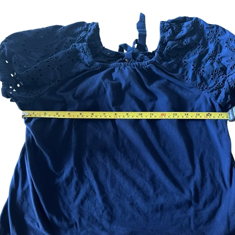J. Crew Navy Blouse with Puff Sleeves Size M